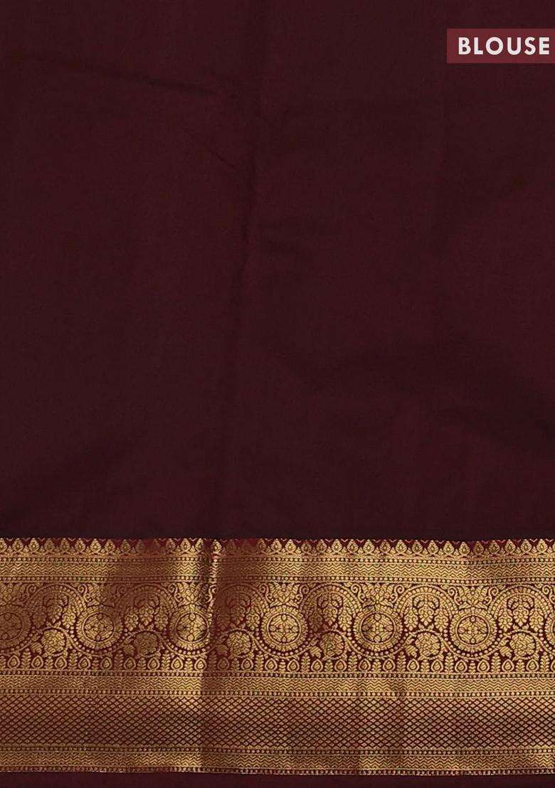 Beige Maroon Bangalori Silk Buttas Saree With Buttas And Brocade Design For Women - Indya