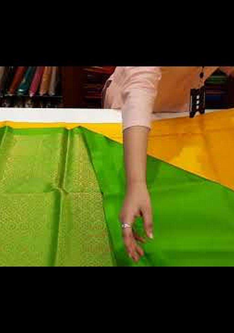 Bumblebee Yellow With Green Pallu Pure Soft Silk Saree With Traditional Woven Design For Women - Indya
