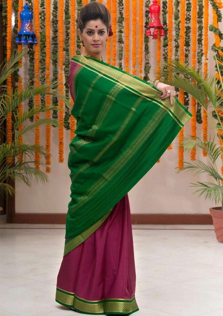 Crimson Pink Pure Crepe Silk Saree With Traditional Woven Design For Women - Indya