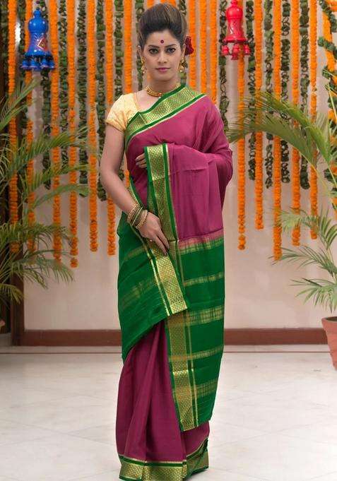 Crimson Pink Pure Crepe Silk Saree With Traditional Woven Design For Women
