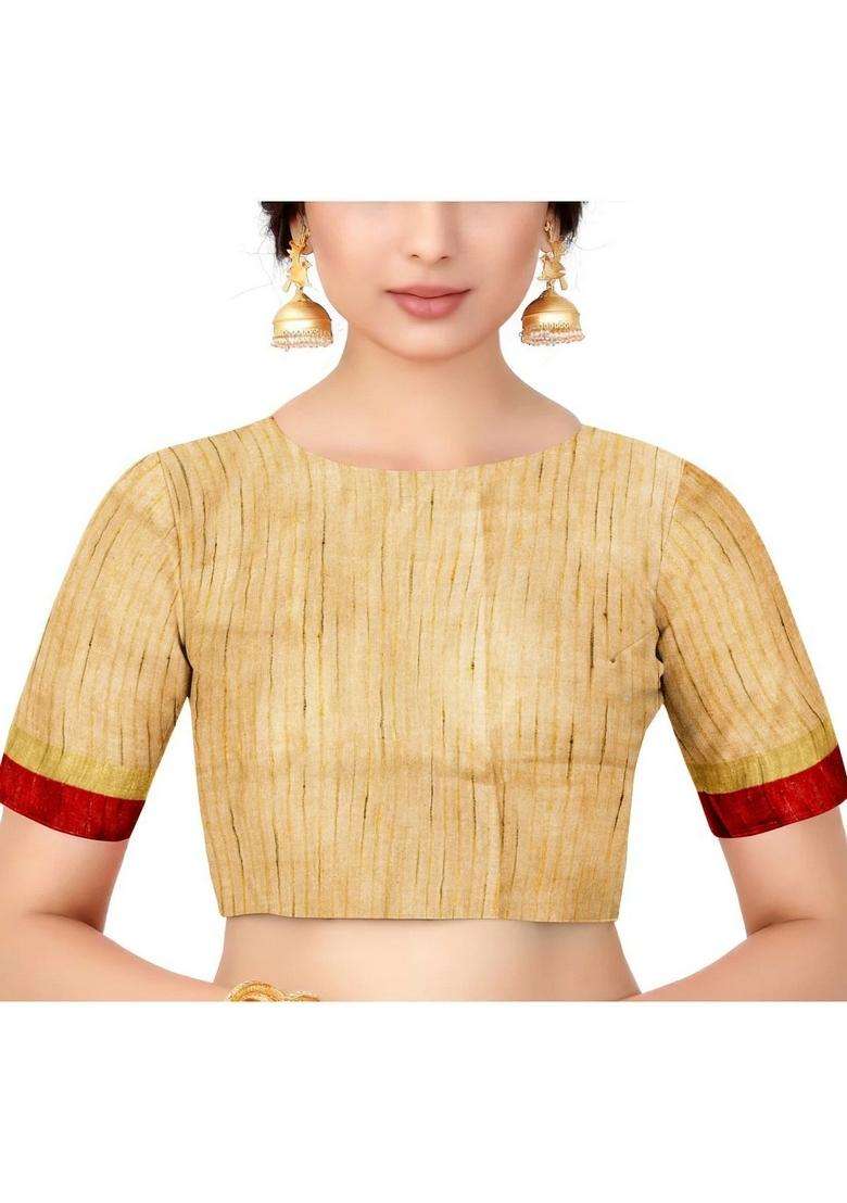 Coconut Cream Pure Linen Handloom Saree With Traditional Woven Design For Women - Indya