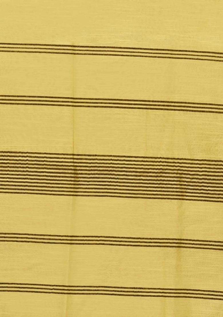 Yellow Color Silk Cotton Solid Maheshwari Handloom Saree With Traditional Woven Design For Women - Indya