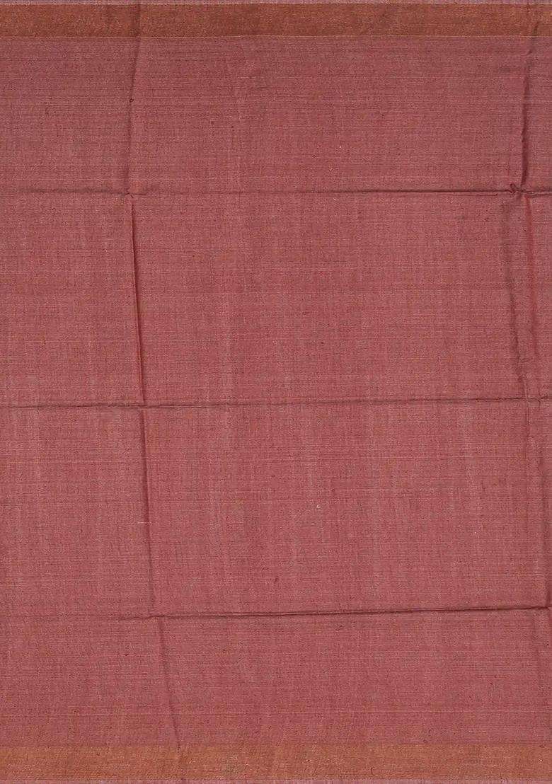 Brown Handloom Tussar Silk Saree With Printed Floral Motifs Brown For Women - Indya
