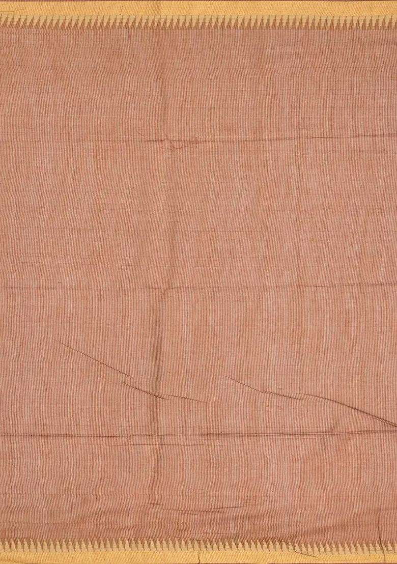 Brown Woven Tussar Silk Saree With Rudraksham Motifs Brown With Buttas And Brocade Design For Women - Indya