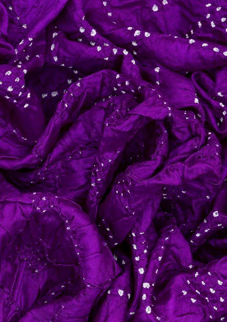 Purple Handwoven Bandhani Silk Saree With Paithani Pallu Purple With Printed Design For Women - Indya