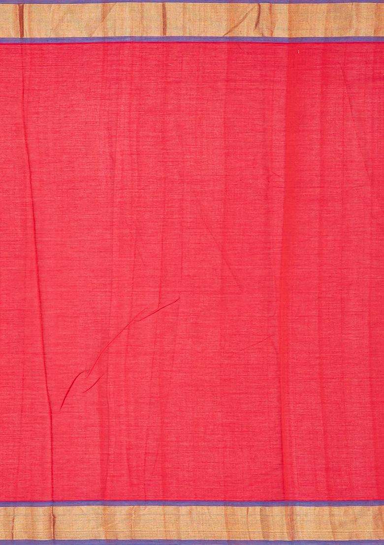 Red Handloom Paithani Cotton Saree With Mango Buttas Red With Buttas And Brocade Design For Women - Indya