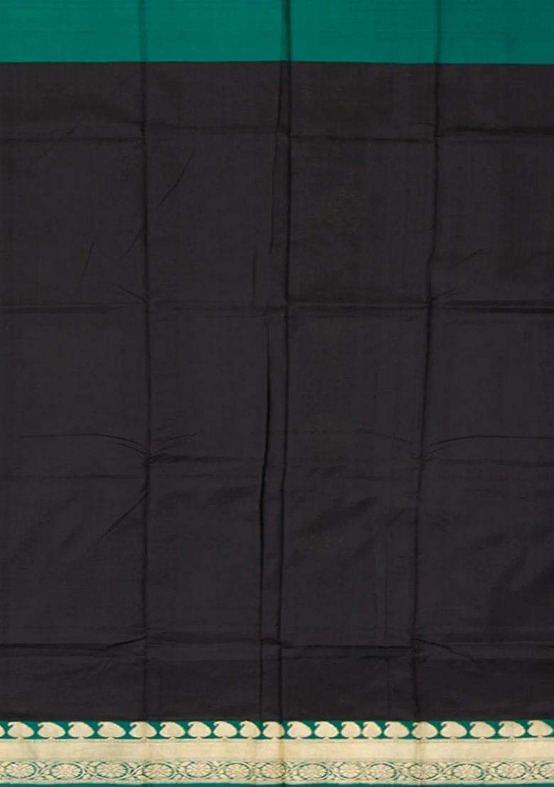 Cream Black Handwoven Benares Silk Saree Black With Buttas And Brocade Design For Women - Indya