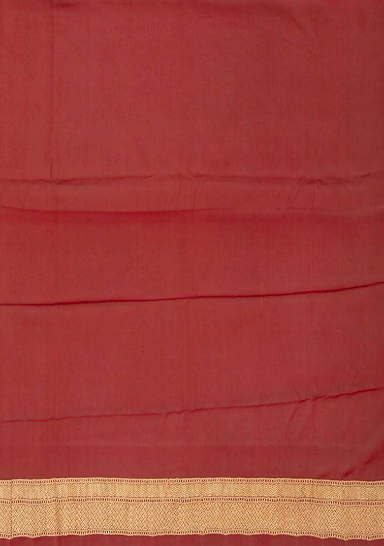 Black Handwoven Banarasi Khaddi Georgette Saree With Maroon Border Black With Buttas And Brocade Design For Women - Indya