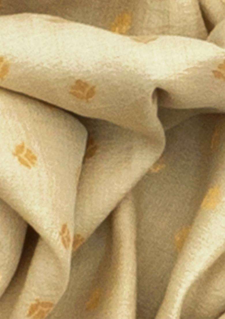 Cream Handwoven Banarasi Silk Saree With Floral Meena Border Cream With Buttas And Brocade Design For Women - Indya