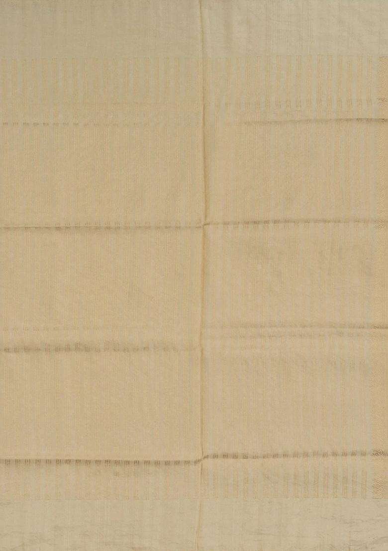 Beige Handloom Banarasi Silk Saree With Paisley Butta Beige With Buttas And Brocade Design For Women - Indya