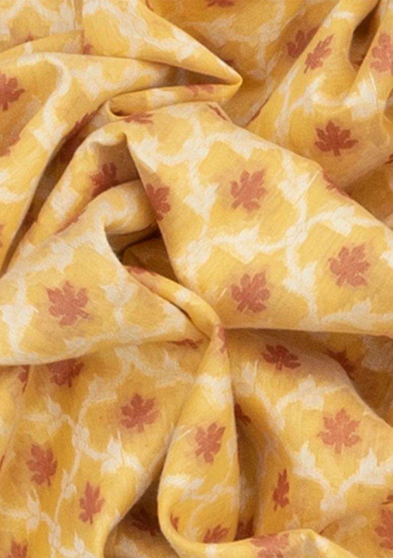 Sandal Handloom Banarasi Cotton Saree With Floral Jaal Motifs Sandal With Buttas And Brocade Design For Women - Indya
