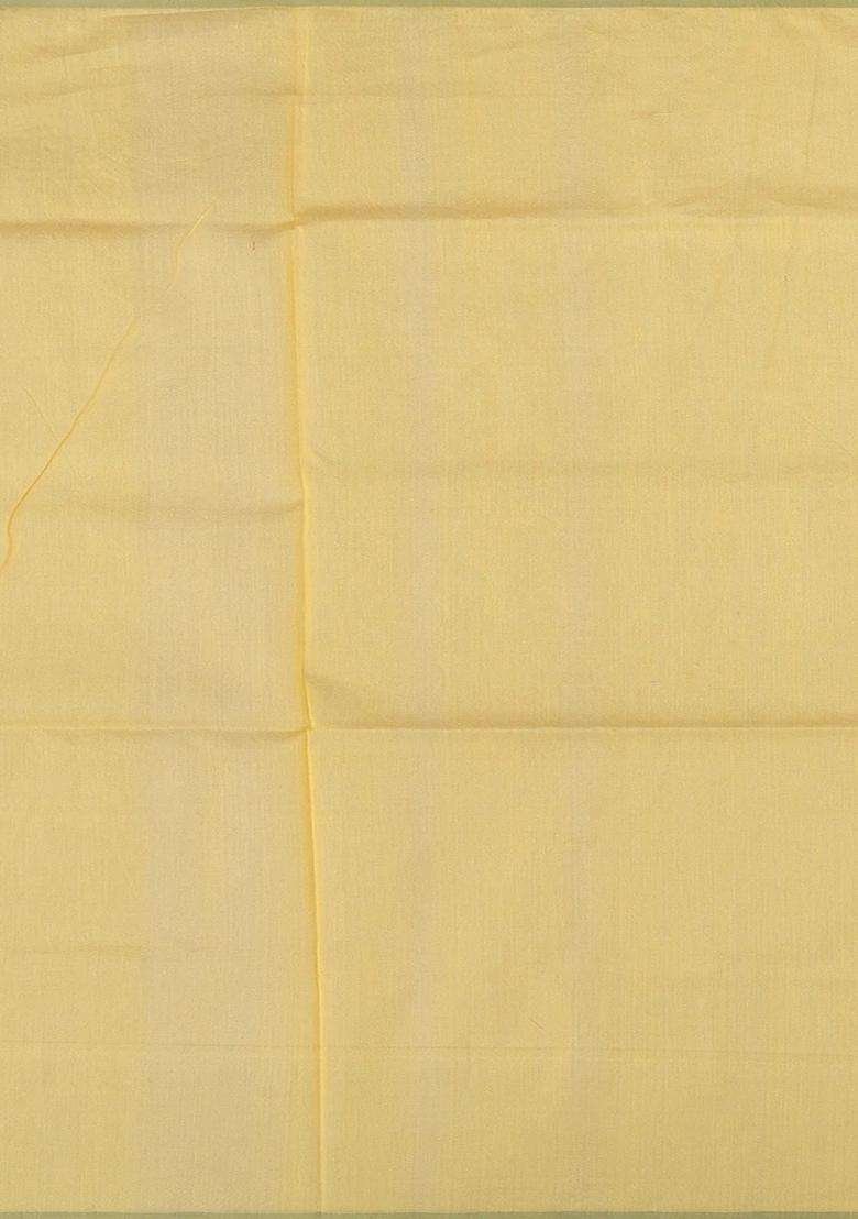 Cardamom Green Handloom Banarasi Cotton Saree With Chevron Motifs Cardamom Green With Checks And Stripes Design For Women - Indya