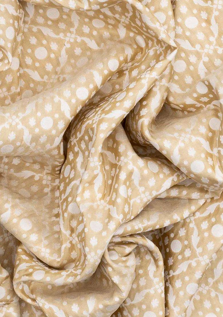 Cream Handloom Banarasi Tissue Silk Saree With Jaal Motifs Cream With Buttas And Brocade Design For Women - Indya