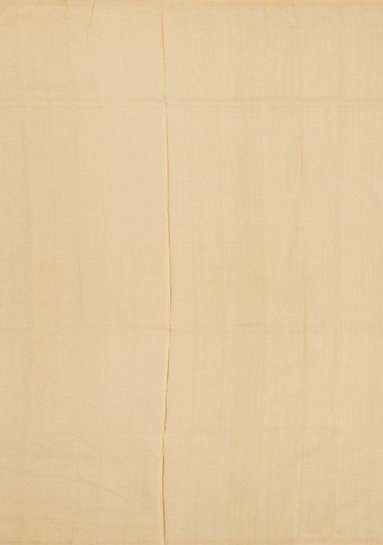 Cream Handloom Banarasi Tissue Silk Saree With Jaal Motifs Cream With Buttas And Brocade Design For Women - Indya