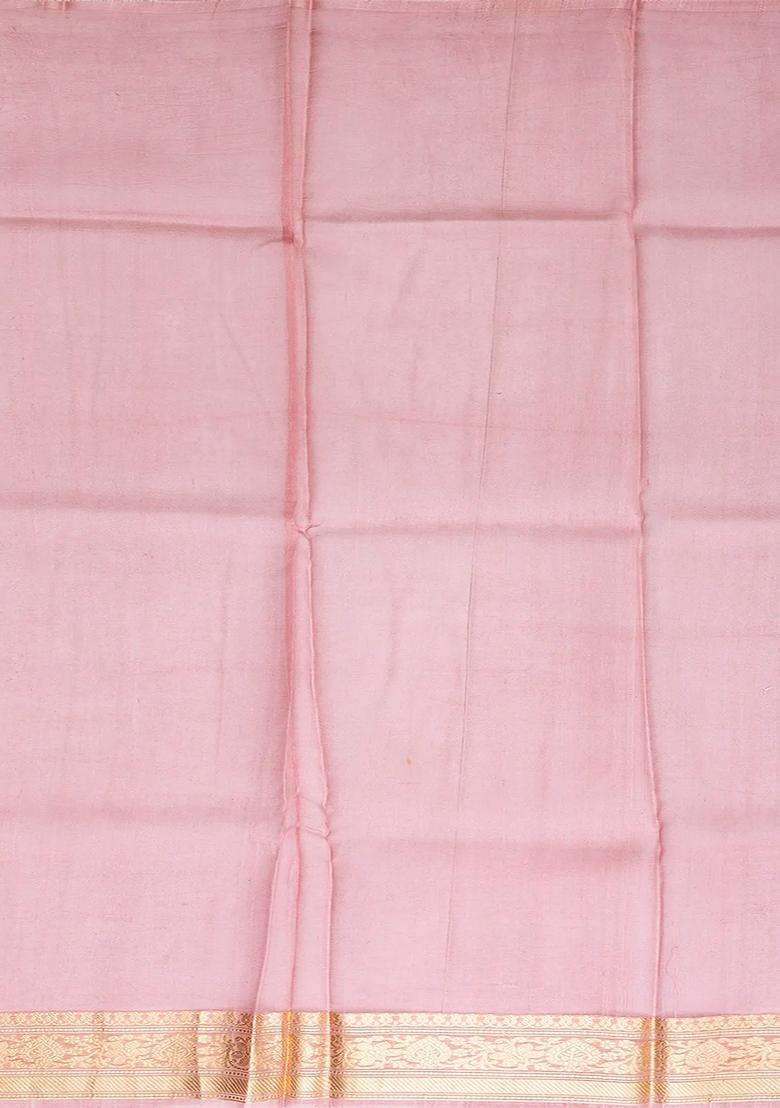 Turquoise Handwoven Banarasi Organza Saree With Floral Buttas Turquoise With Buttas And Brocade Design For Women - Indya