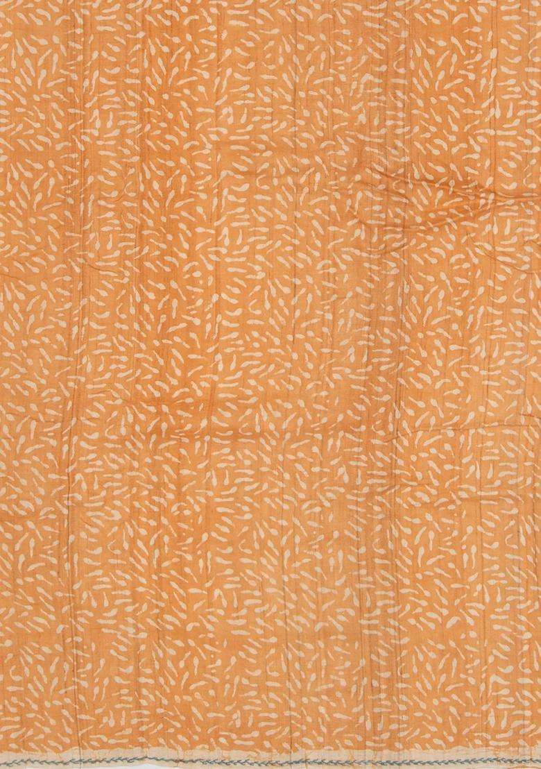 Sandal Embroidered Tussar Silk Saree With Diamond Motifs Sandal For Women - Indya
