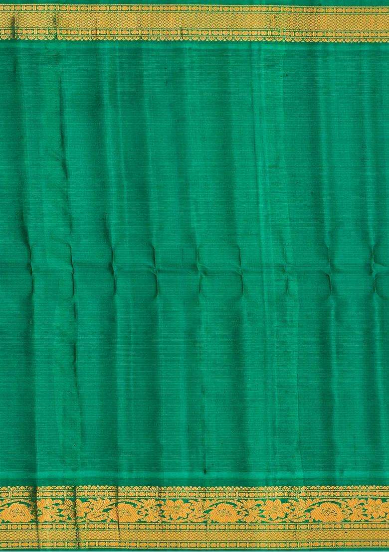Red Handloom Gadwal Sico Cotton Saree With Annam Motifs Red With Buttas And Brocade Design For Women - Indya