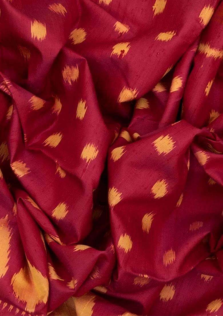 Pink Handloom Ikat Dupion Silk Saree With Mango Motifs Pink With Printed Design For Women - Indya