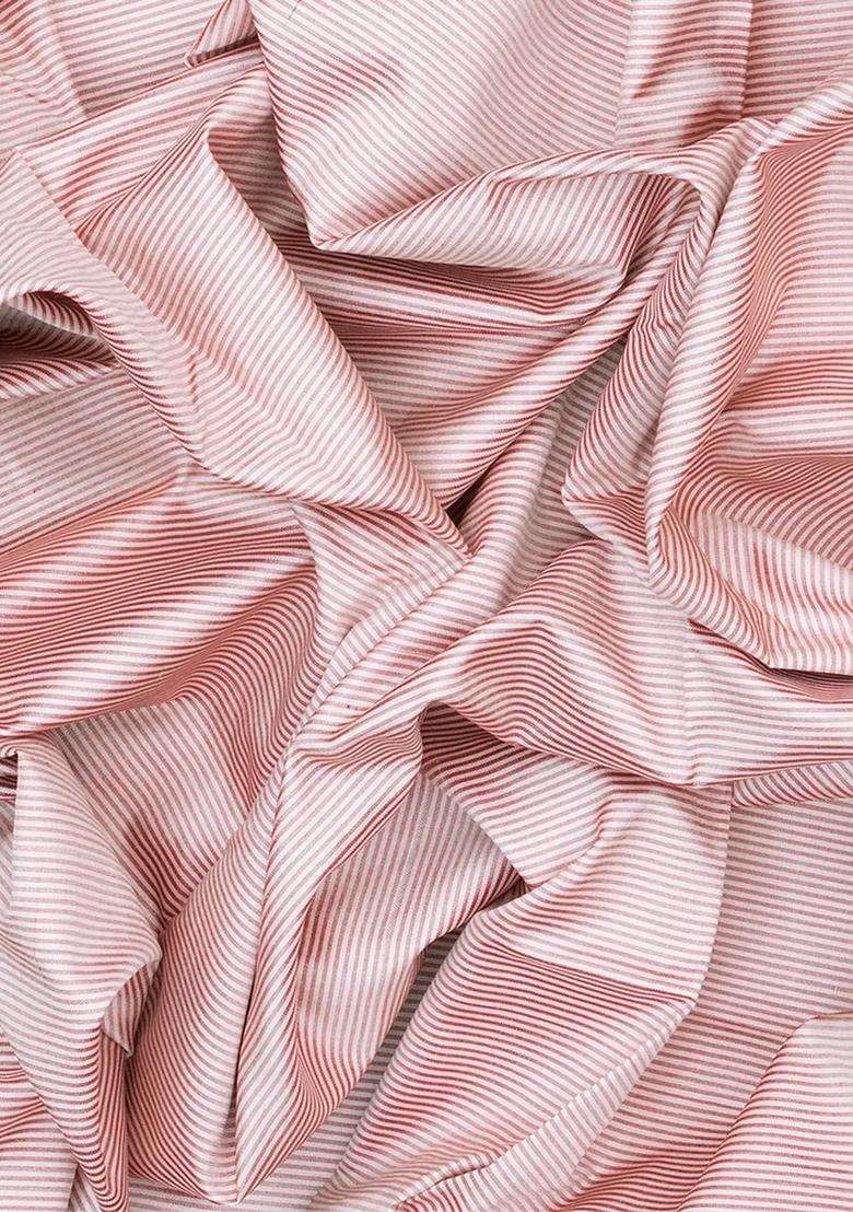 Off White Handloom Pochampally Single Ikat Silk Saree With Stripes Off White With Checks And Stripes Design For Women - Indya