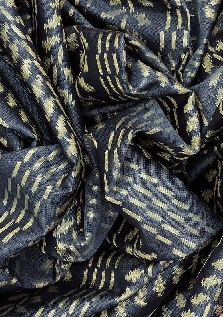 Dark Grey Handloom Rajkot Patola Silk Saree With Floral Motifs Dark Grey With Buttas And Brocade Design For Women - Indya
