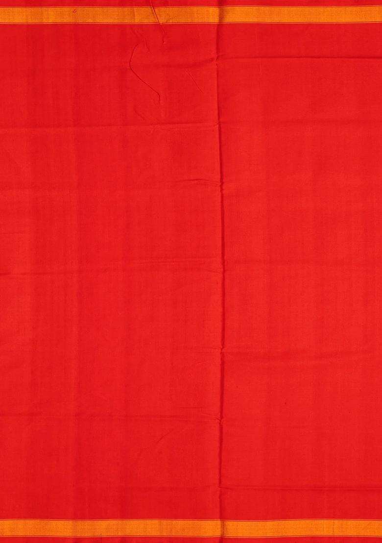 Orange Handloom Rajkot Patola Silk Saree With Floral Jaal Motifs Orange With Buttas And Brocade Design For Women - Indya