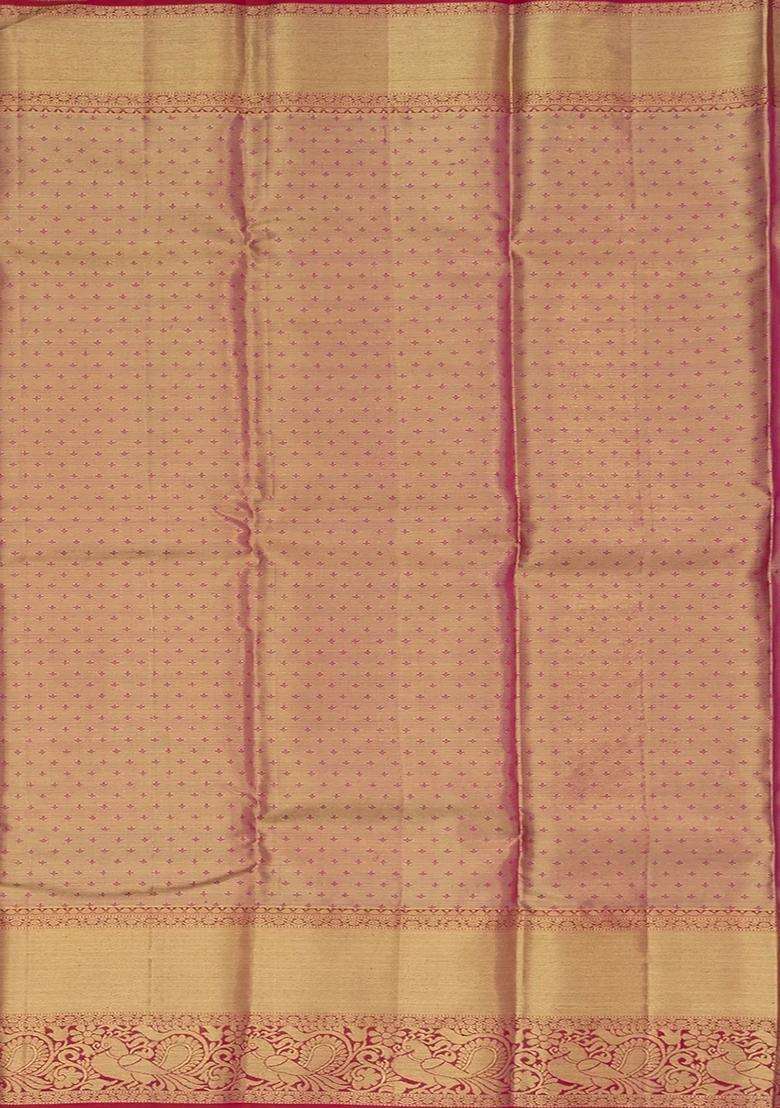 Off White Handloom Kanchipuram Korvai Silk Saree With Stripes Annam Motifs In Border Off White With Korvai And Temple Border Design For Women - Indya