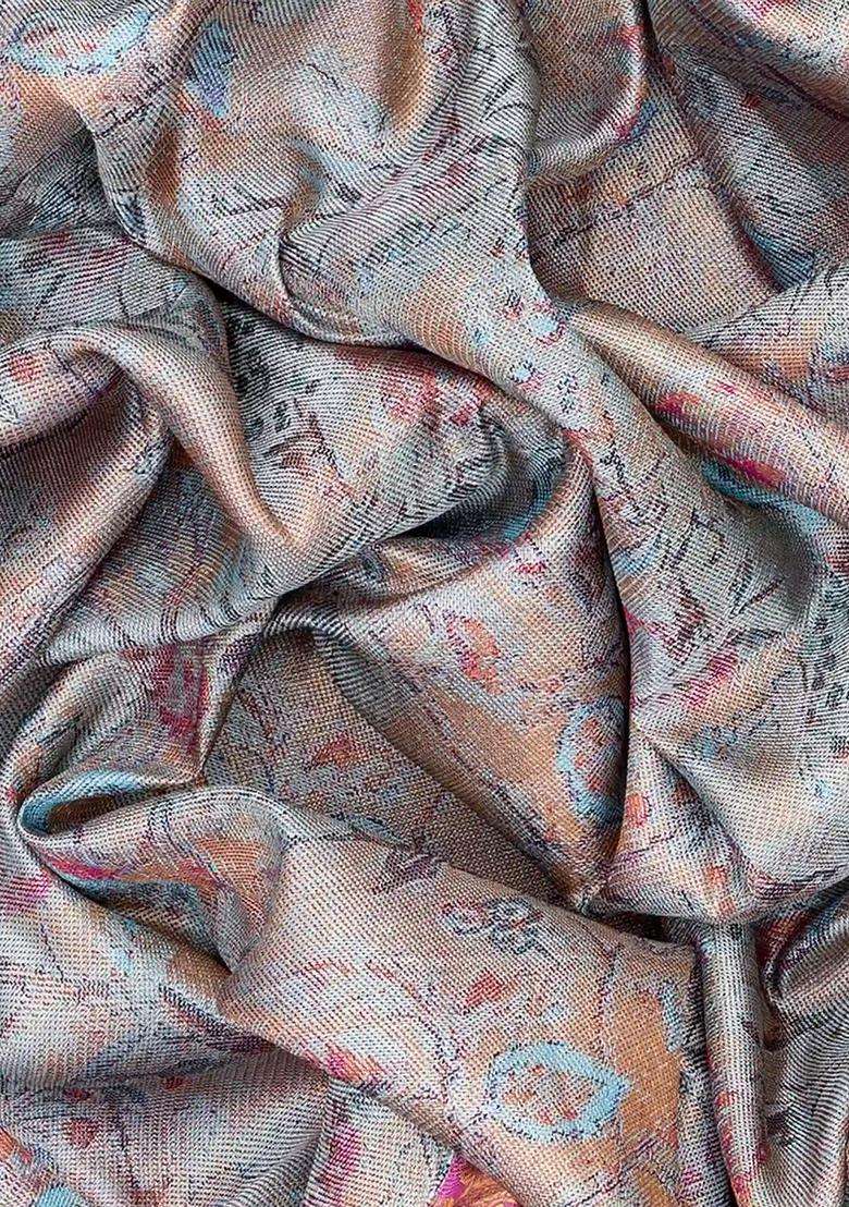 Multi Colour Handloom Kanchipuram Silk Saree With Peacock Motifs Multi Colour With Buttas And Brocade Design For Women - Indya