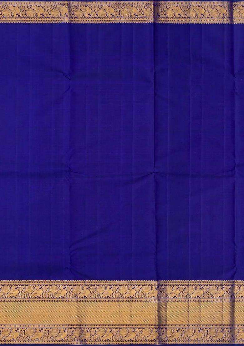 Lavender Handloom Kanchipuram Korvai Silk Saree With Zari Checks Lavander With Korvai And Temple Border Design For Women - Indya