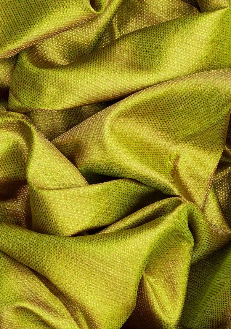 Golden Handloom Kanchipuram Silk Saree With Meena Parrot Motifs Gold With Buttas And Brocade Design For Women - Indya