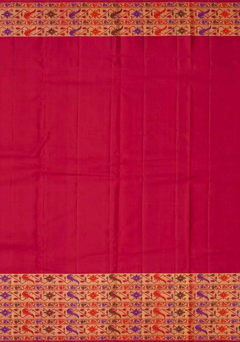 Golden Handloom Kanchipuram Silk Saree With Meena Parrot Motifs Gold With Buttas And Brocade Design For Women - Indya