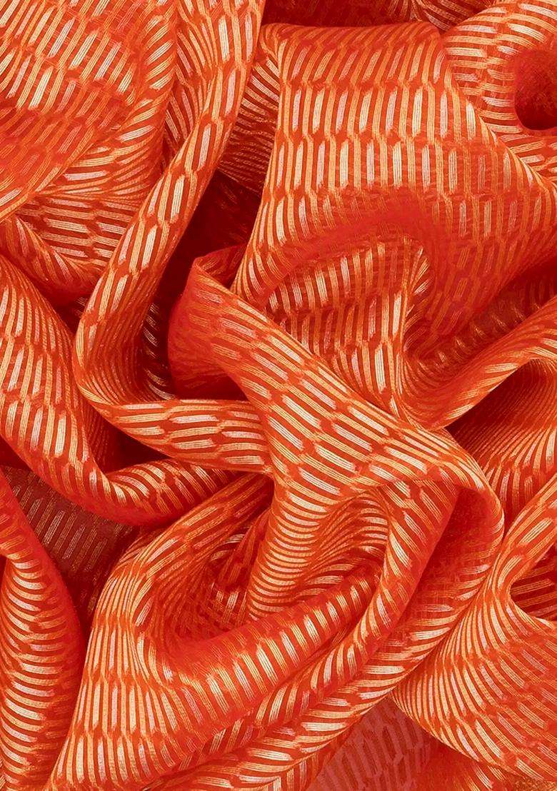 Red Handwoven Banarasi Organza Silk Saree With Floral Motifs Red With Buttas And Brocade Design For Women - Indya