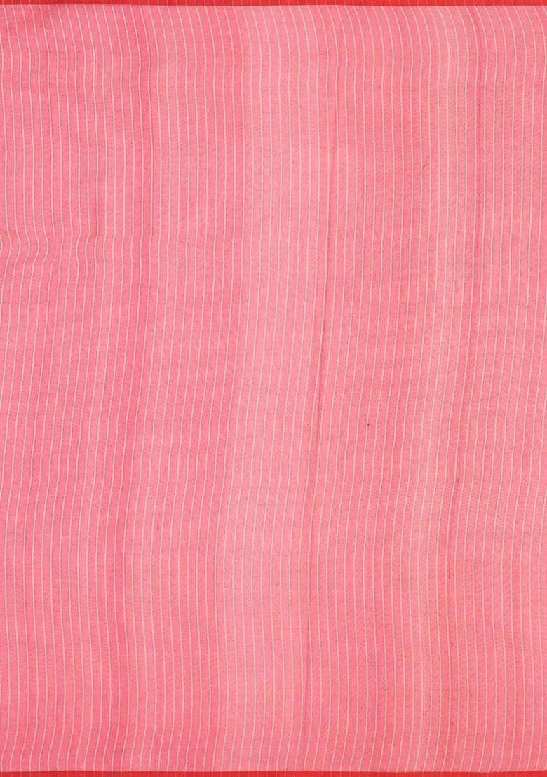 Peach Handwoven Banarasi Organza Silk Saree With Floral Motifs Peach With Buttas And Brocade Design For Women - Indya