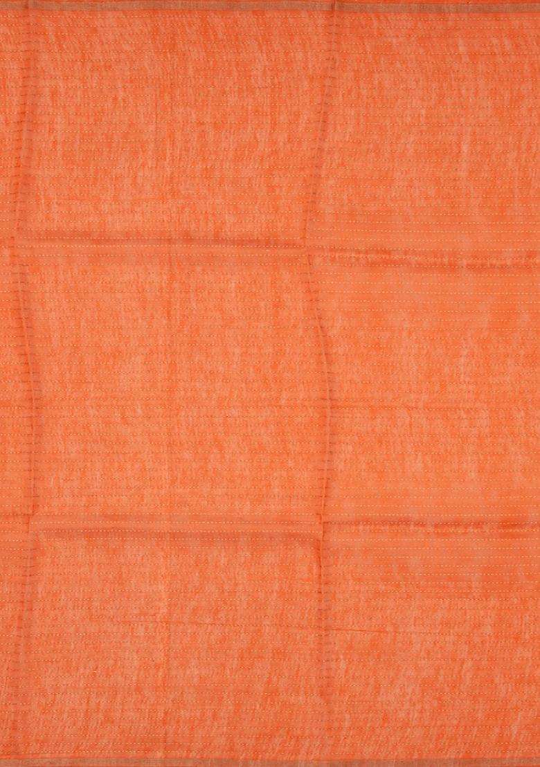 Yellow Handloom Linen Saree With Printed Floral Motifs Yellow For Women - Indya