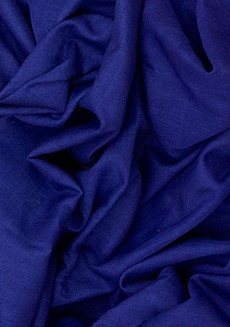 Blue Handwoven Orissa Cotton Saree With Dotted Stripes In Contrast Beige Border Pallu Blue With Checks And Stripes Design For Women - Indya