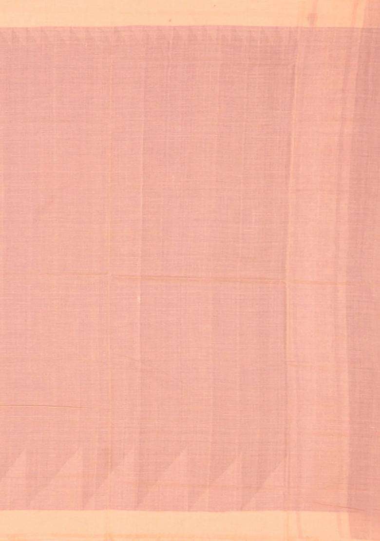 Blue Handwoven Orissa Cotton Saree With Dotted Stripes In Contrast Beige Border Pallu Blue With Checks And Stripes Design For Women - Indya