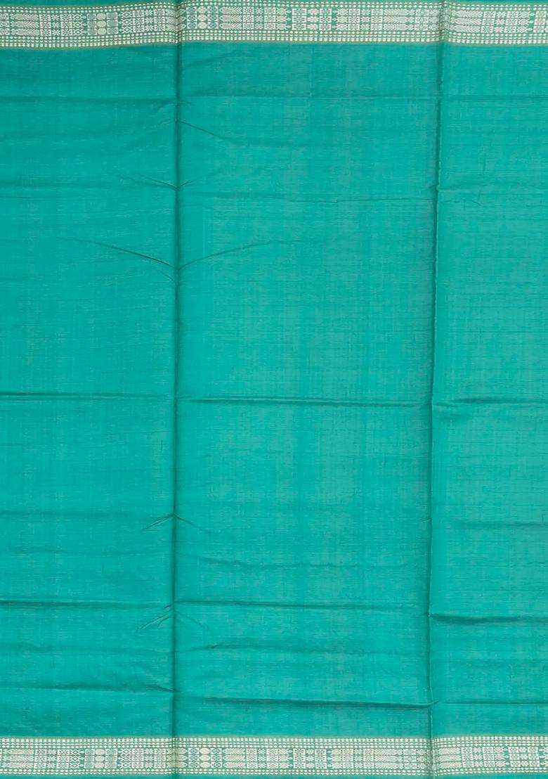 Mango Yellow Handloom Orissa Silk Tussar Saree With Checks Fish Motifs Mango Yellow With Checks And Stripes Design For Women - Indya