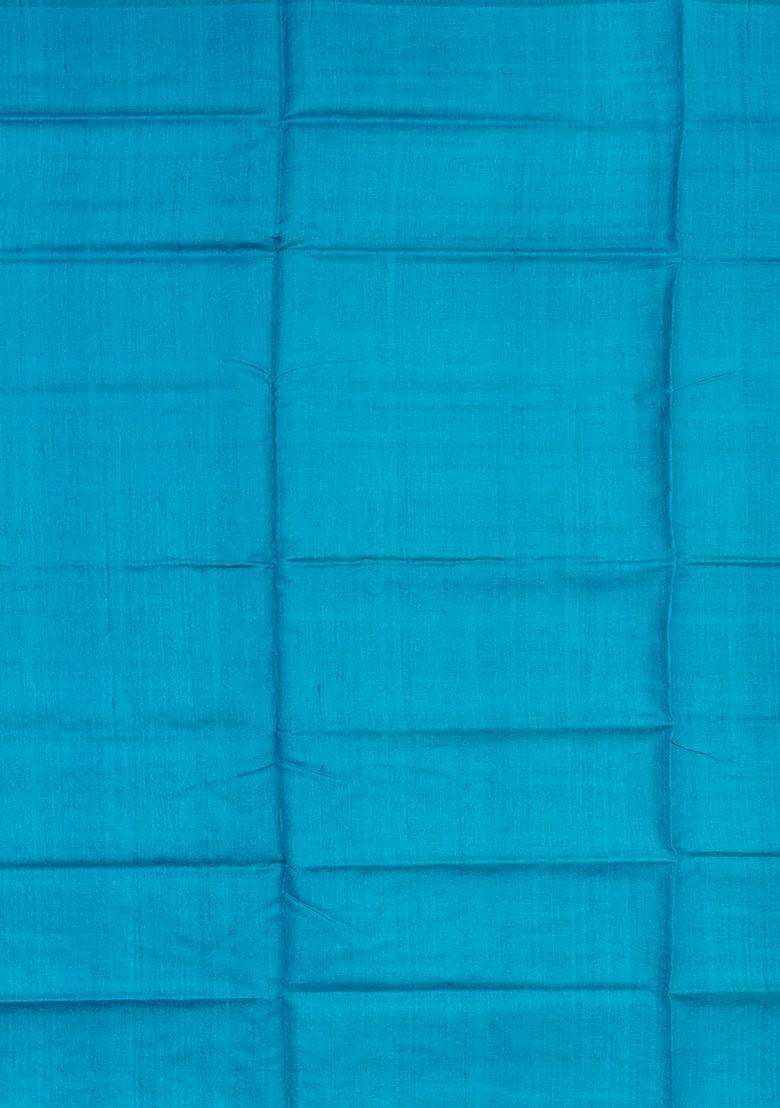 Mango Yellow Handloom Orissa Silk Tussar Saree With Butta Turquoise Pallu Mango Yellow With Buttas And Brocade Design For Women - Indya