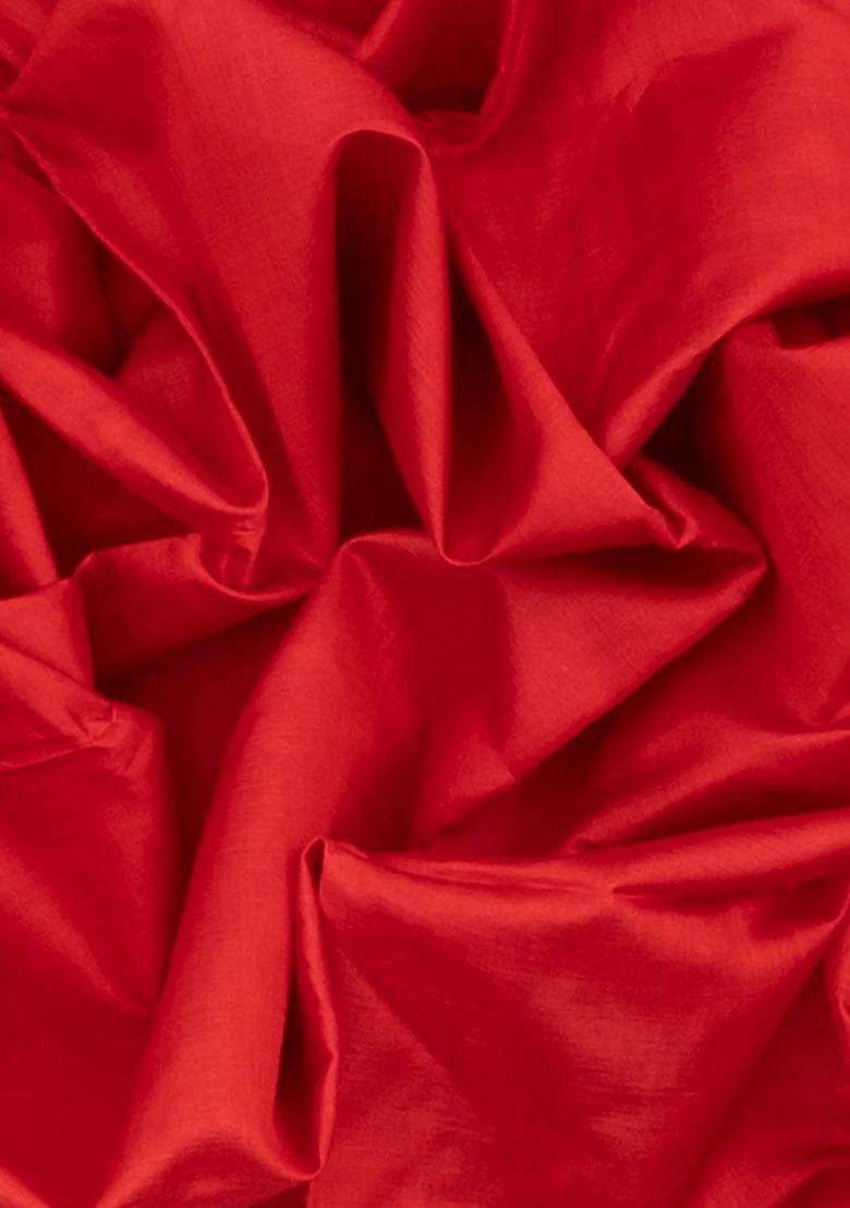 Red Handloom Orissa Silk Tussar Saree With Elephant Floral Motifs In Pallu Red With Traditional Woven Design For Women - Indya
