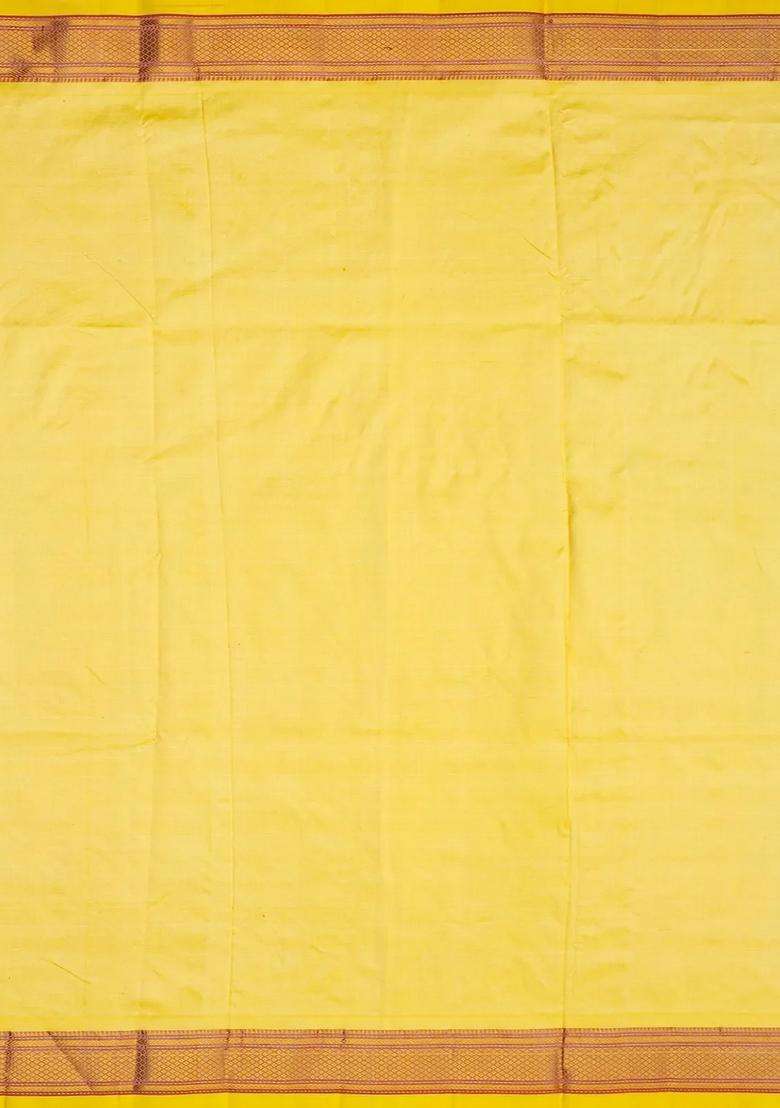 Sandal Handloom Paithani Silk Saree With Mango Buttas Sandal With Buttas And Brocade Design For Women - Indya