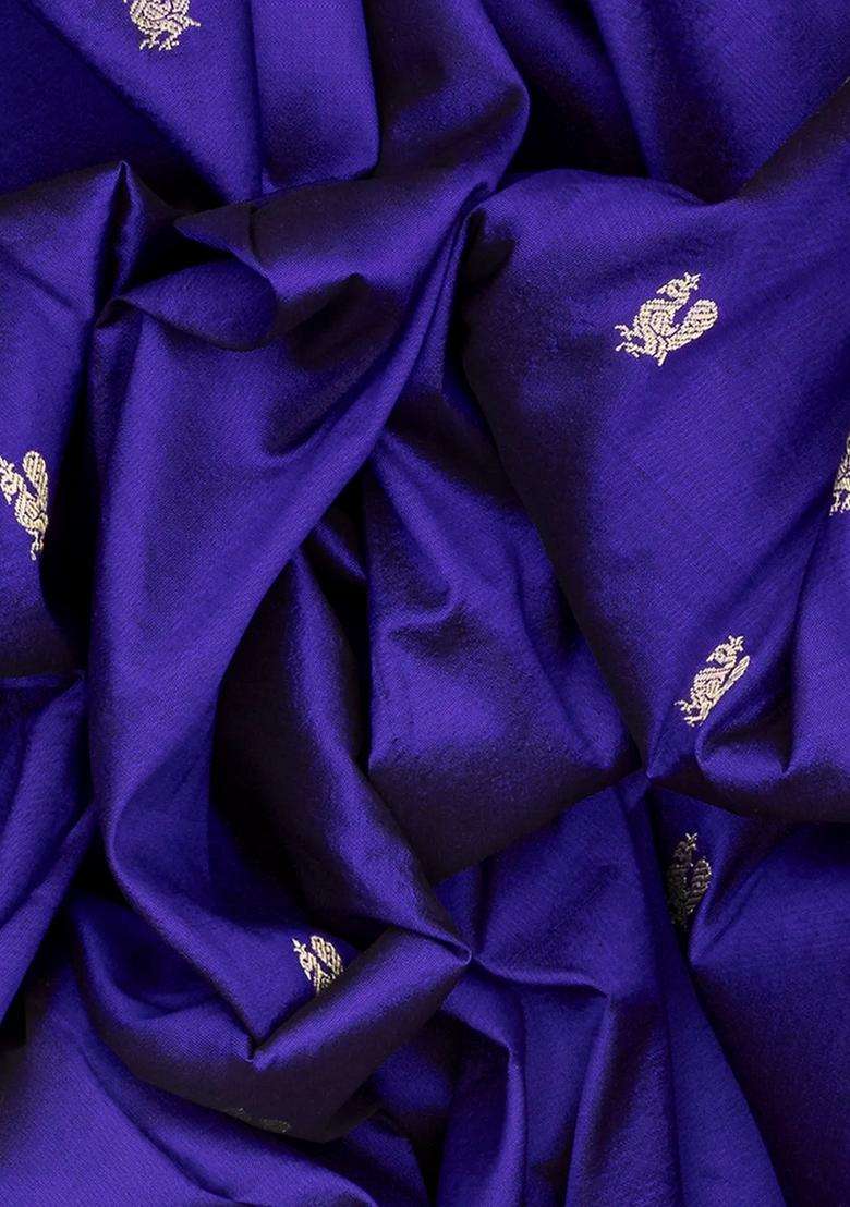 Purple Handloom Paithani Silk Saree With Annam Buttas Temple Border Purple With Korvai And Temple Border Design For Women - Indya