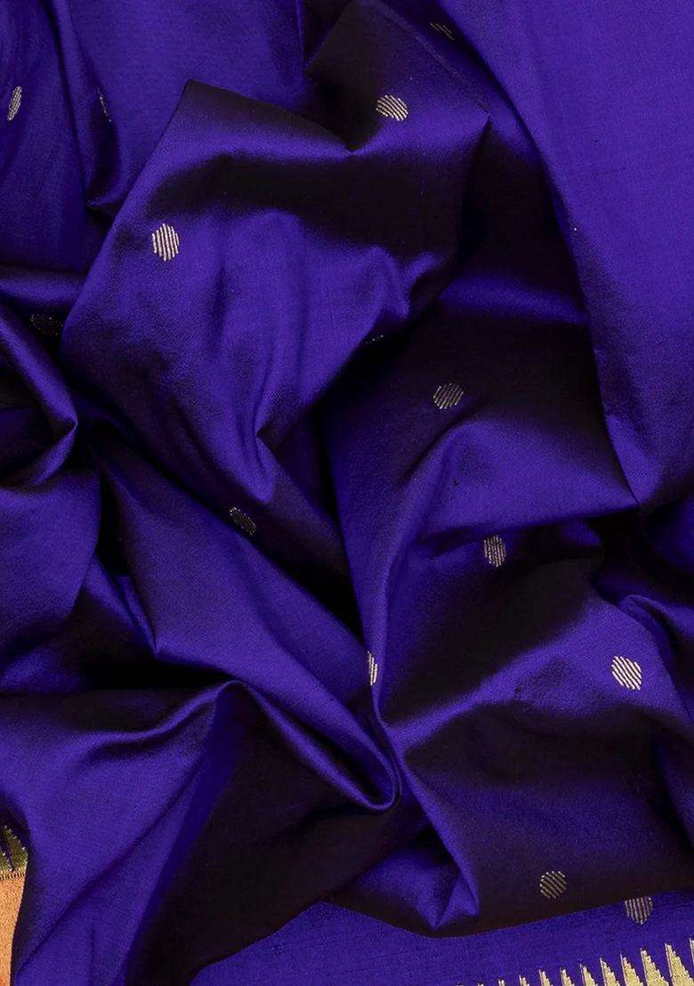 Purple Handloom Paithani Silk Saree With Coin Buttas Purple With Buttas And Brocade Design For Women - Indya