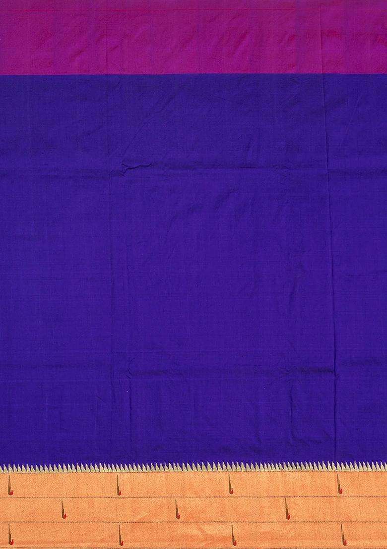 Purple Handloom Paithani Silk Saree With Coin Buttas Purple With Buttas And Brocade Design For Women - Indya