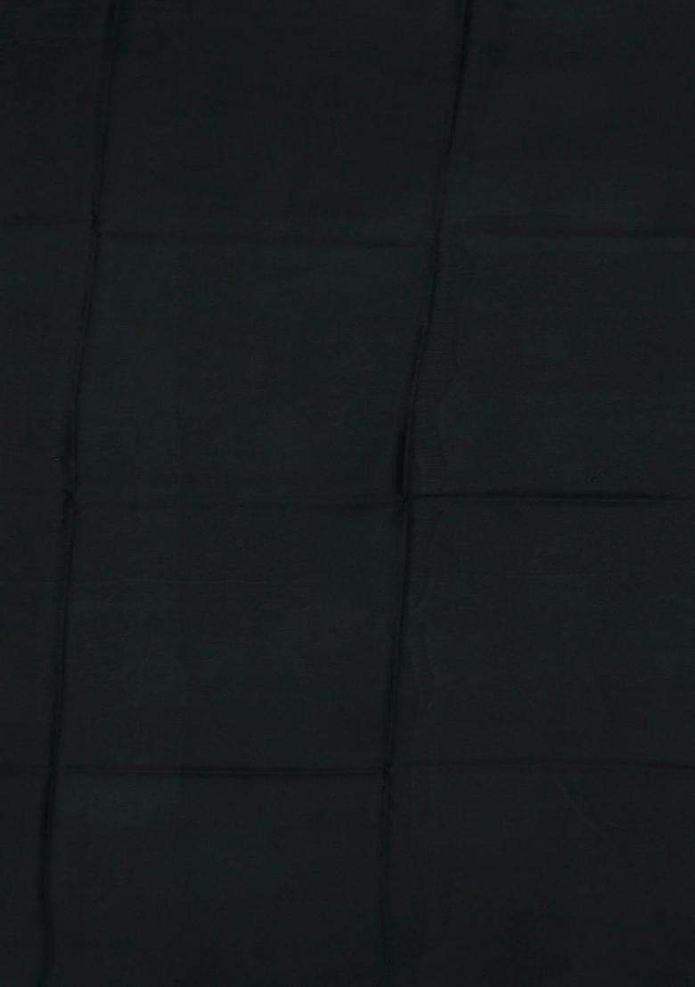 Black Printed Silk Saree With Floral Motifs Black For Women - Indya