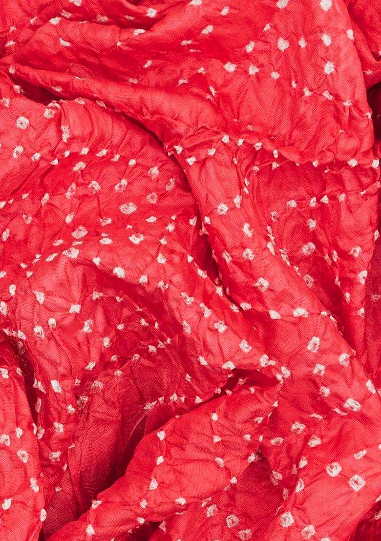 Light Peach Handwoven Bandhani Silk Saree With Diamond Motifs Light Peach With Printed Design For Women - Indya