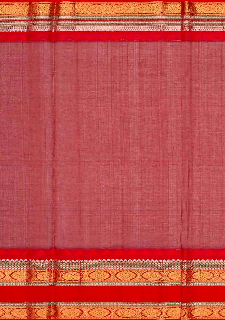 Black Handloom Chirala Soft Silk Saree With Red Border Black With Checks And Stripes Design For Women - Indya