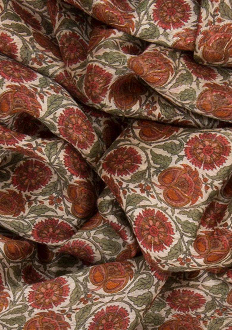 Beige Handwoven Tussar Silk Saree With Print With Printed Design For Women - Indya