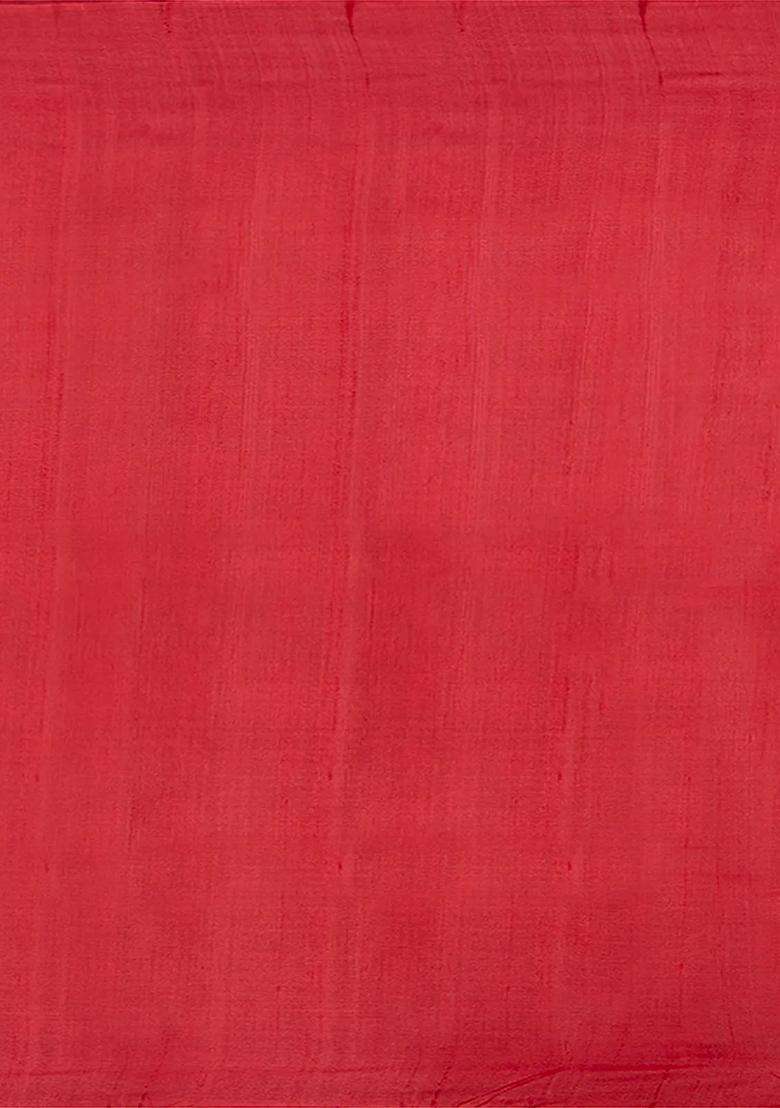 Mustard Handwoven Printed Tussar Silk Saree With Potteries Motif Contrast Red Border Mustard For Women - Indya