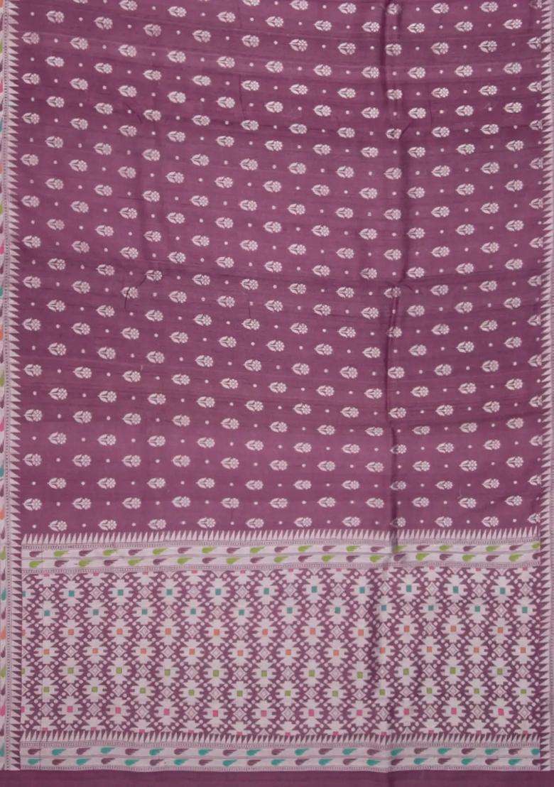 Magenta Handloom Tussar Silk Saree With Meena Border Magenta With Buttas And Brocade Design For Women - Indya