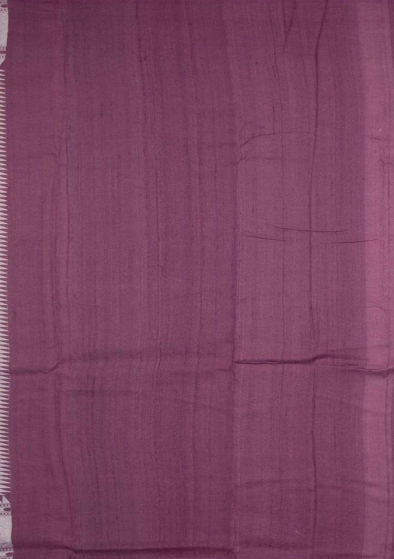 Magenta Handloom Tussar Silk Saree With Meena Border Magenta With Buttas And Brocade Design For Women - Indya