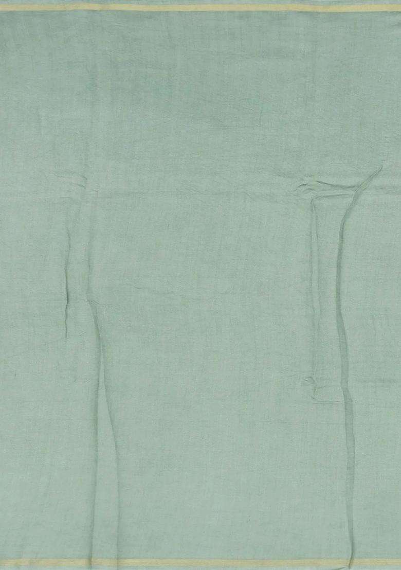 Off White Handloom Printed Tussar Silk Saree With Floral Vine Motifs Off White For Women - Indya